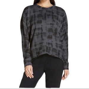 Zella Carey Hi-Lo Crew Gray Abstract Pullover Sweatshirt Size XS